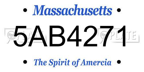 5AB4271 Massachusetts License Plate