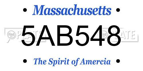 5AB548 Massachusetts License Plate