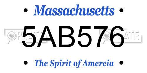5AB576 Massachusetts License Plate