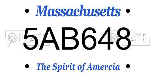 5AB648 Massachusetts License Plate