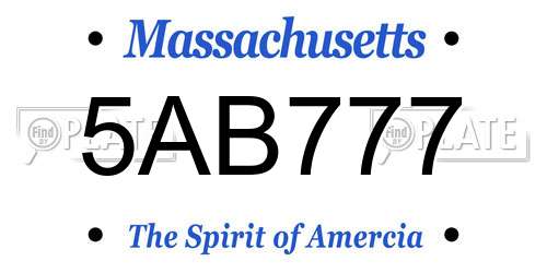 5AB777 Massachusetts License Plate