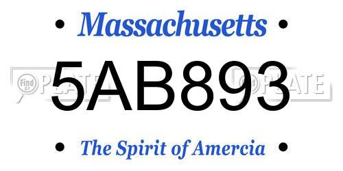 5AB893 Massachusetts License Plate