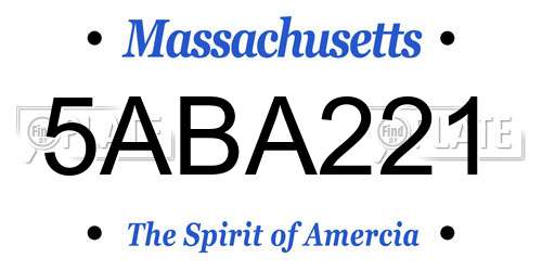 5ABA221 Massachusetts License Plate