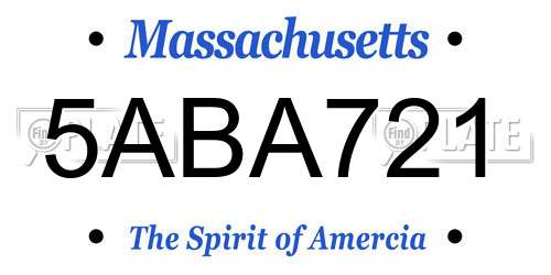 5ABA721 Massachusetts License Plate