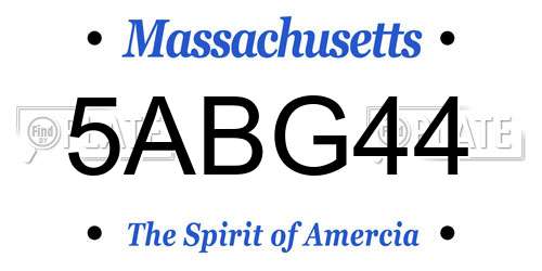 5ABG44 Massachusetts License Plate