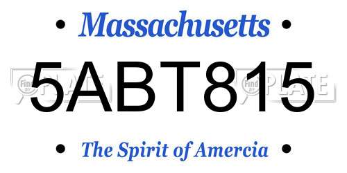 5ABT815 Massachusetts License Plate