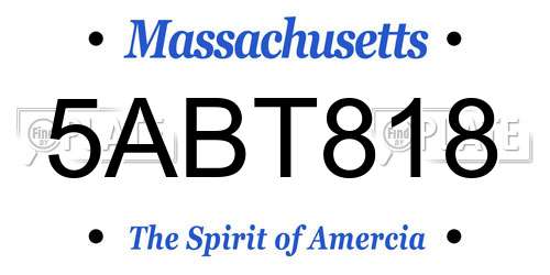 5ABT818 Massachusetts License Plate
