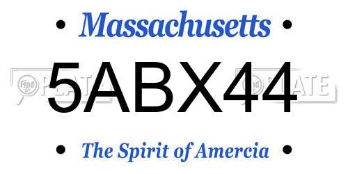 5ABX44 Massachusetts License Plate