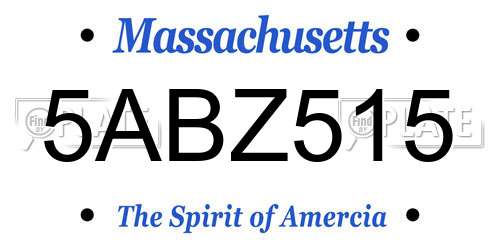 5ABZ515 Massachusetts License Plate