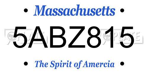 5ABZ815 Massachusetts License Plate