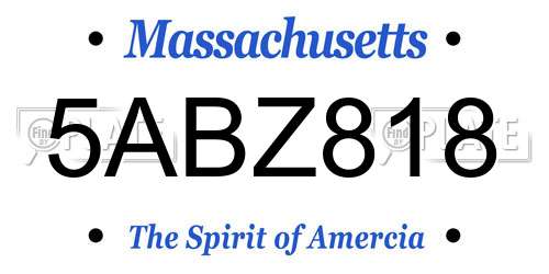 5ABZ818 Massachusetts License Plate