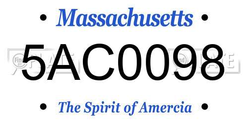 5AC0098 Massachusetts License Plate