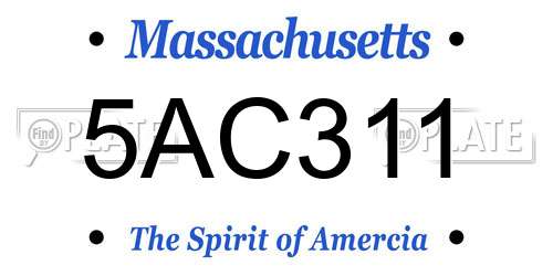 5AC311 Massachusetts License Plate