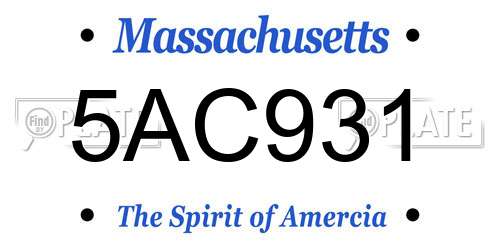 5AC931 Massachusetts License Plate