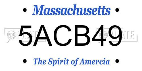 5ACB49 Massachusetts License Plate