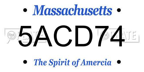 5ACD74 Massachusetts License Plate