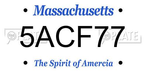 5ACF77 Massachusetts License Plate