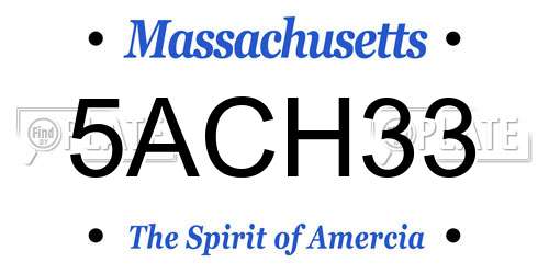 5ACH33 Massachusetts License Plate