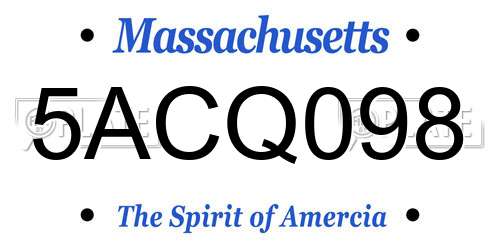 5ACQ098 Massachusetts License Plate