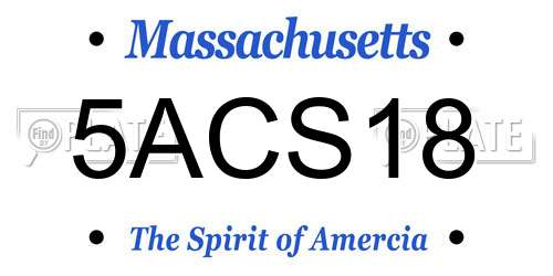 5ACS18 Massachusetts License Plate