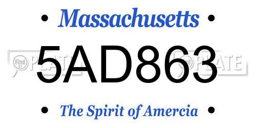 5AD863 Massachusetts License Plate