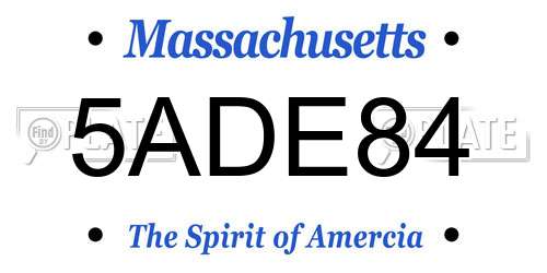 5ADE84 Massachusetts License Plate