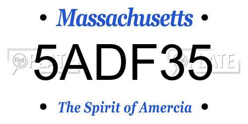 5ADF35 Massachusetts License Plate