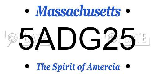 5ADG25 Massachusetts License Plate