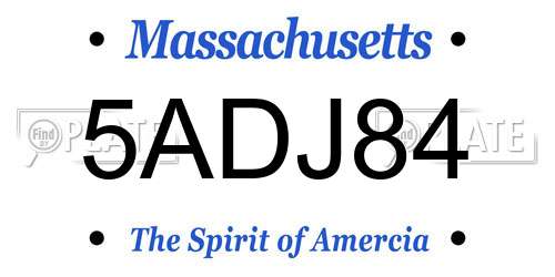 5ADJ84 Massachusetts License Plate