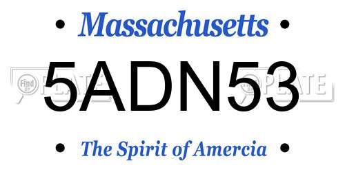 5ADN53 Massachusetts License Plate