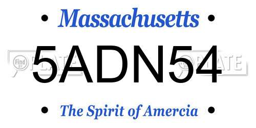 5ADN54 Massachusetts License Plate
