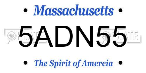 5ADN55 Massachusetts License Plate
