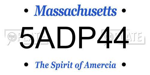 5ADP44 Massachusetts License Plate