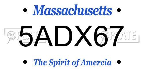 5ADX67 Massachusetts License Plate