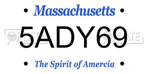 5ADY69 Massachusetts License Plate