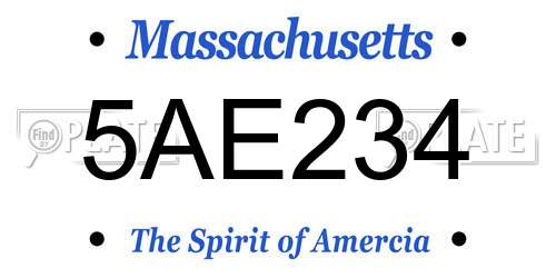 5AE234 Massachusetts License Plate