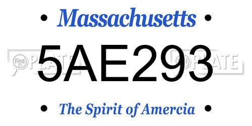 5AE293 Massachusetts License Plate