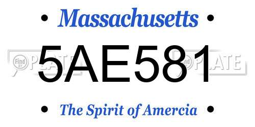 5AE581 Massachusetts License Plate