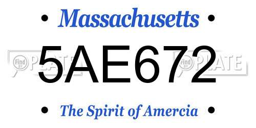 5AE672 Massachusetts License Plate