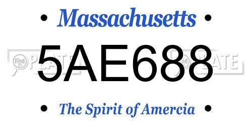 5AE688 Massachusetts License Plate