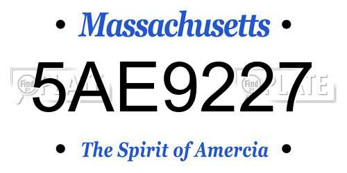 5AE9227 Massachusetts License Plate