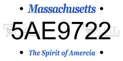 5AE9722 Massachusetts License Plate