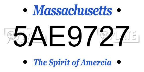 5AE9727 Massachusetts License Plate