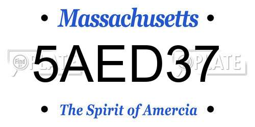 5AED37 Massachusetts License Plate