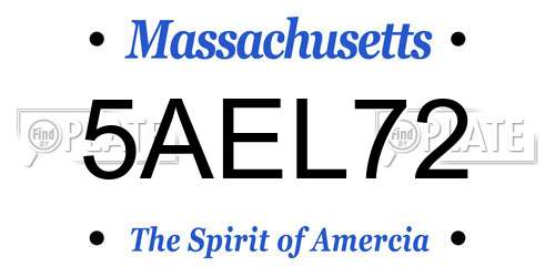 5AEL72 Massachusetts License Plate