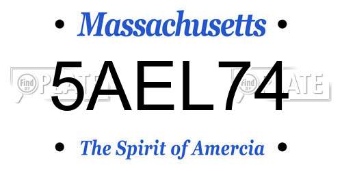 5AEL74 Massachusetts License Plate