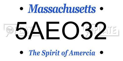 5AEO32 Massachusetts License Plate