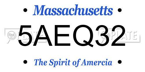 5AEQ32 Massachusetts License Plate