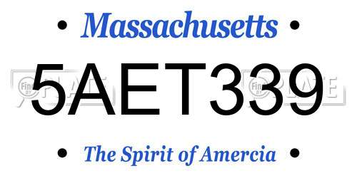 5AET339 Massachusetts License Plate