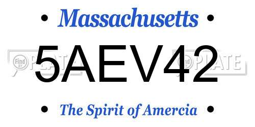 5AEV42 Massachusetts License Plate